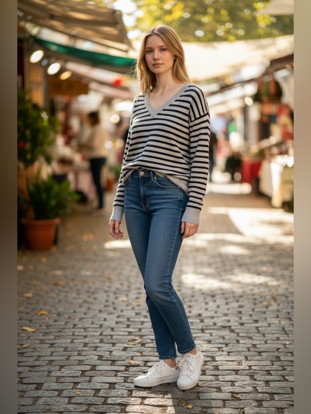 GAP Grey Sweater with Black Stripes